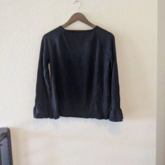 Cupio Black Sweater with Flowy Sleeves Large - Picture 6 of 6